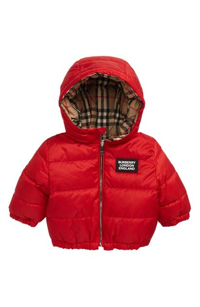 Shop Burberry Rayan Reversible Hooded Down Jacket In Bright Red