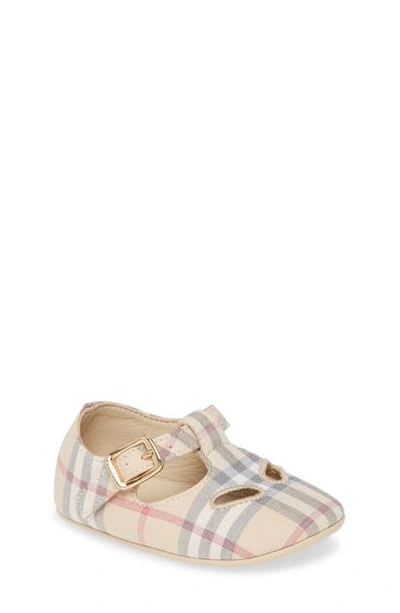Shop Burberry Check Mary Jane In Pale Stone