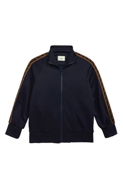 Shop Fendi Double-f Logo Track Jacket In Navy