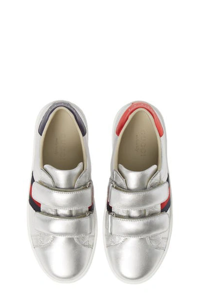 Shop Gucci New Ace Sneaker In Metallic Silver