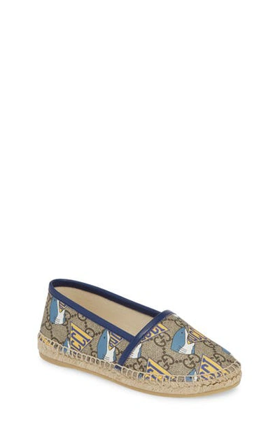 Shop Gucci Gg Supreme Espadrille In Blue/ Beige Multi