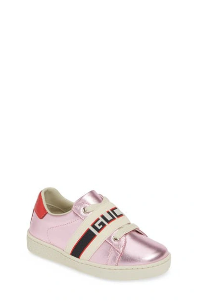 Shop Gucci New Ace Stripe Sneaker In Pink Light