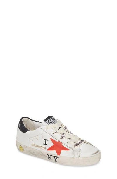 Shop Golden Goose Nyc Low Top Sneaker In White Leather-red Star