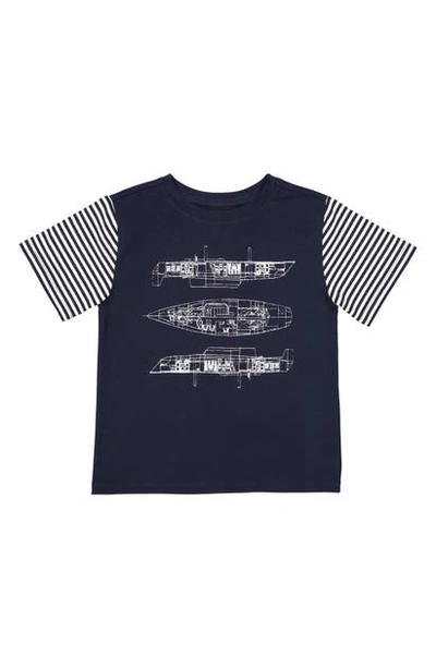 Shop Andy & Evan Blueprint T-shirt In Navy