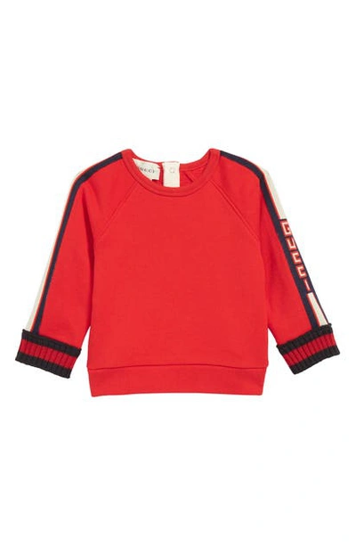 Shop Gucci Logo Sweatshirt In Crab Red/ Blue/ Red