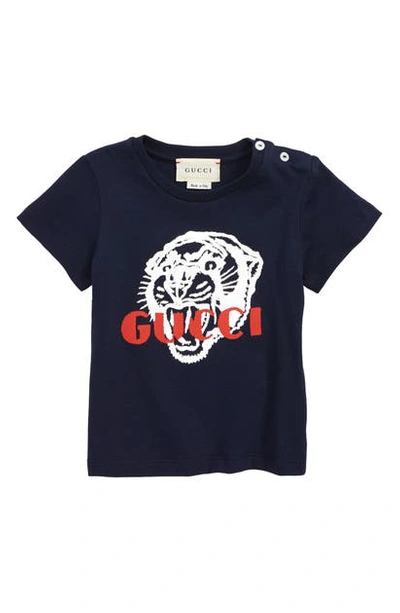 Shop Gucci Graphic T-shirt In Oltremare/ Red