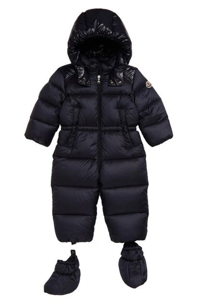 Shop Moncler Pervance Quilted Down Snowsuit In Navy