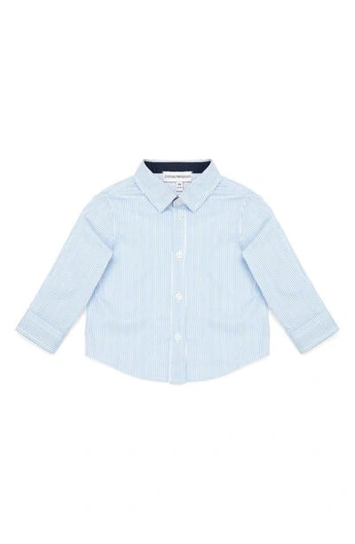 Shop Armani Junior Stripe Stretch Cotton Dress Shirt In Micro Riga Azz