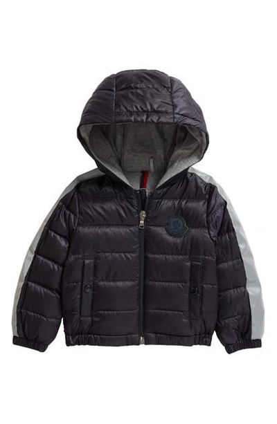 Shop Moncler Fare Nylon Down Hooded Jacket In Navy