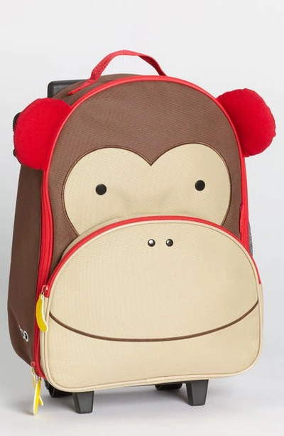 Shop Skip Hop Monkey Rolling Luggage In Brown