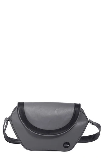 Shop Mima Trendy Faux Leather Diaper Bag In Cool Grey