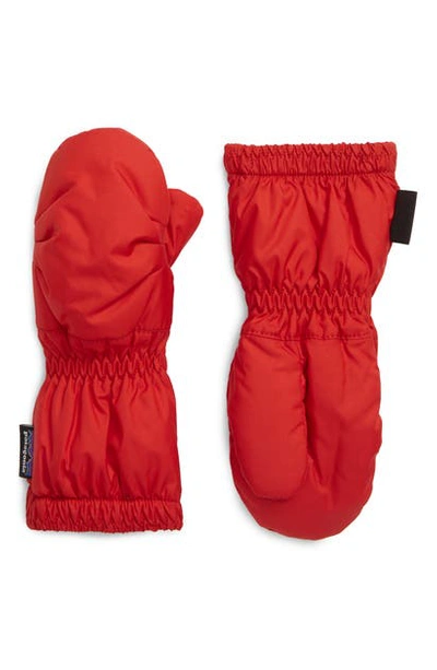 Shop Patagonia Water Repellent Puff Mittens In Fire