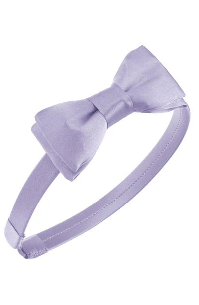 Shop L Erickson 'blair' Silk Bow Headband In Lavender