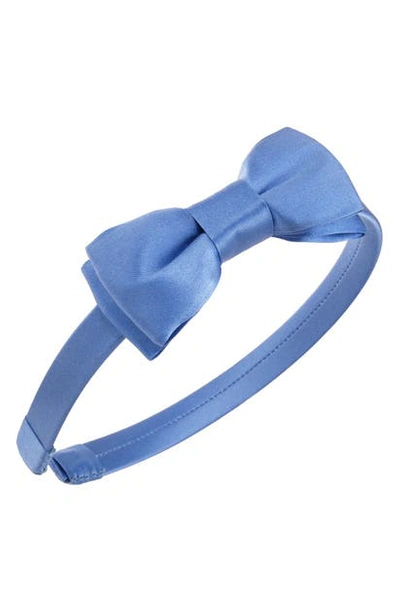 Shop L Erickson 'blair' Silk Bow Headband In French Blue