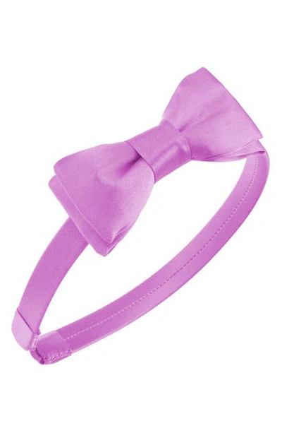 Shop L Erickson 'blair' Silk Bow Headband In Radiant Orchid