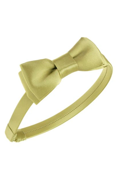 Shop L Erickson 'blair' Silk Bow Headband In Seagreen