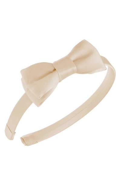 Shop L Erickson 'blair' Silk Bow Headband In Sand Dollar