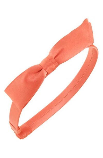 Shop L Erickson 'bermuda Bow' Silk Headband In Satsuma