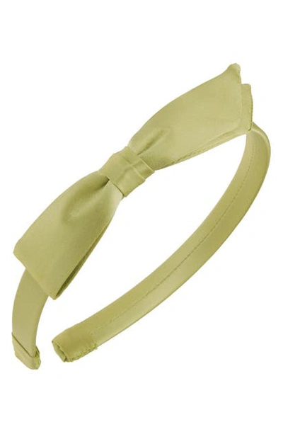 Shop L. Erickson 'bermuda Bow' Silk Headband In Seagreen