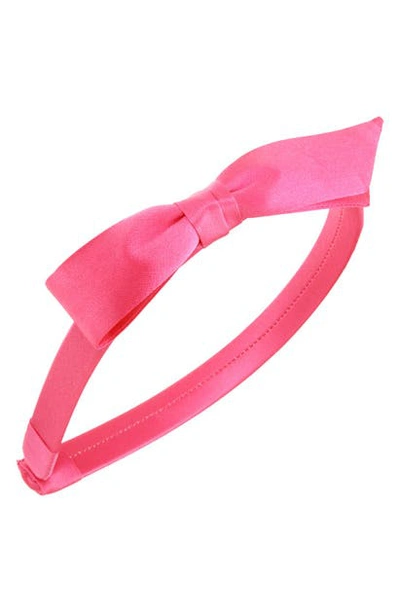 Shop L Erickson 'bermuda Bow' Silk Headband In Molokini Pink