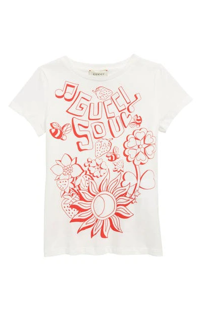 Shop Gucci Graphic Tee In White/ Bright Red