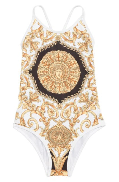 Shop Versace Medusa One-piece Swimsuit In 4926 Blk/ Gld/ Wt