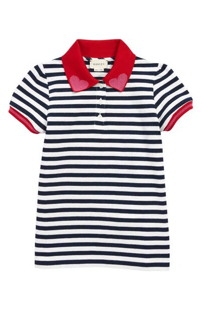 Shop Gucci Shimmer Stripe Polo In Multi Blue