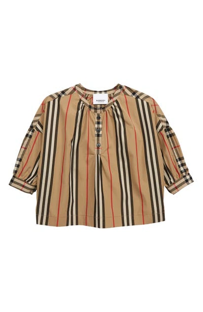 Shop Burberry Lola Icon Stripe Top In Archive Beige