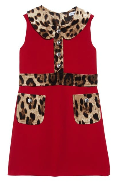 Shop Dolce & Gabbana Leopard Print Cady Dress In Bright Red