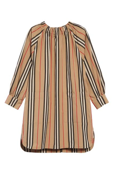 Shop Burberry Melodie Stripe Cotton Dress In Archive Beige