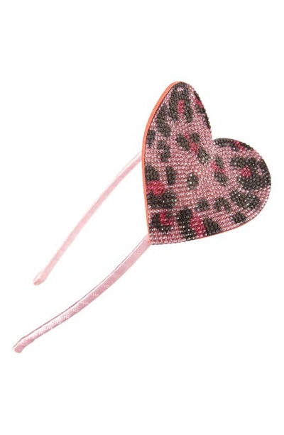 Shop Bari Lynn Cheetah Crystal Heart Headband In Hp Cheetah