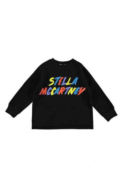 Shop Stella Mccartney Girl's  Kid Logo Cotton Sweatshirt In Black