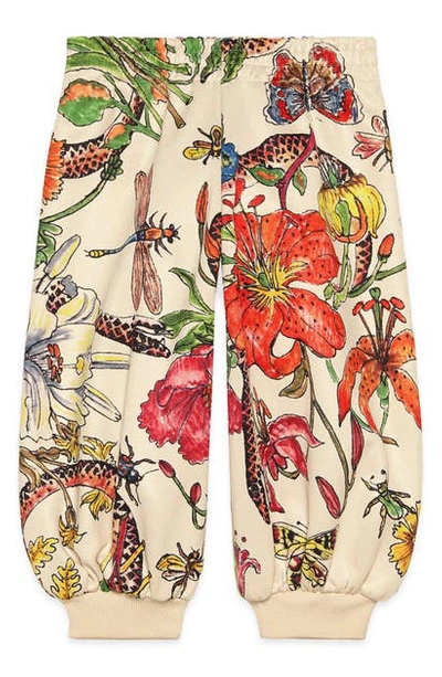 Shop Gucci Floral Print Jogger Pants In Ivory Multi
