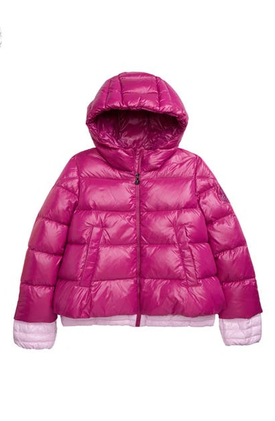 Shop Moncler Claret Hooded Down Jacket In Fuchsia