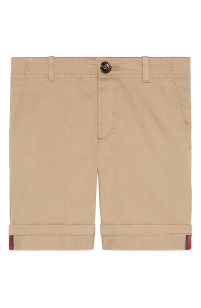 Shop Gucci Stretch Cotton Shorts In Beige