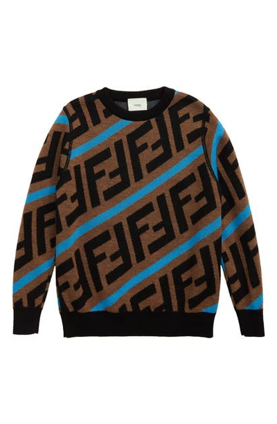 Shop Fendi Logo Pattern Wool Sweater In F17tr Blue