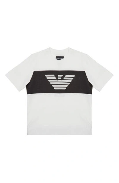 Shop Armani Junior Eagle Reverse Logo T-shirt In White