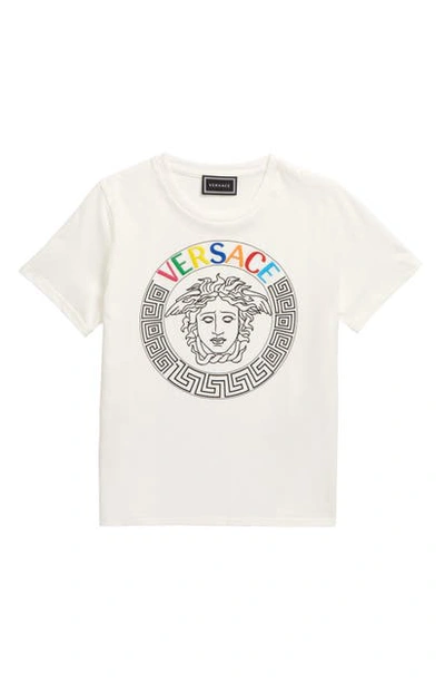 Shop Versace Embroidered Logo Medusa T-shirt In White