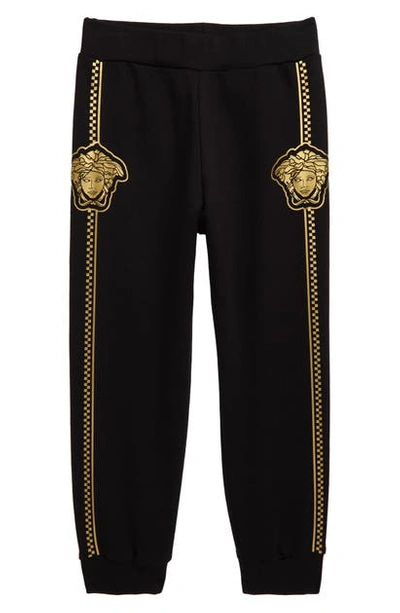 Shop Versace Medusa Logo Sweatpants In Black/ Gold