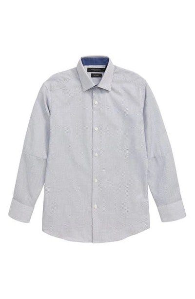 Shop Andrew Marc Stripe Dress Shirt In Blue/ Burgundy