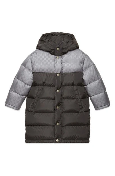 Shop Gucci Quilted Nylon Jacket In Steel/ Cathedral Grey
