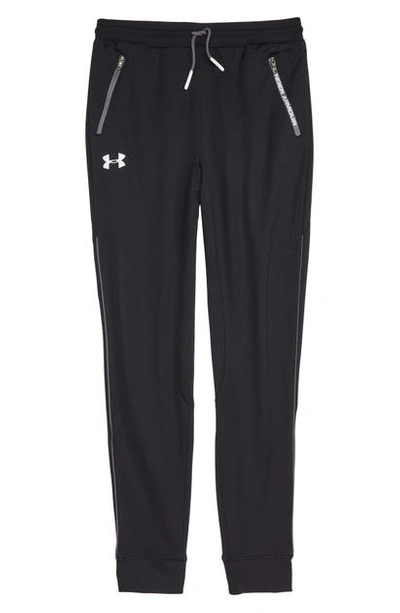 Shop Under Armour Pennant Tapered Sweatpants (big Boy) In Black / / White