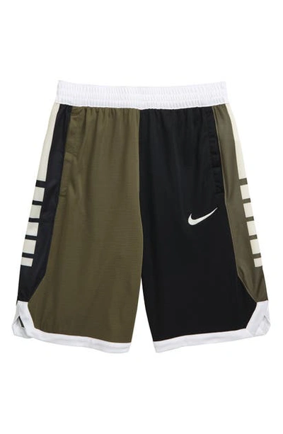 Shop Nike Dry Elite Basketball Shorts In Medium Olive/ White