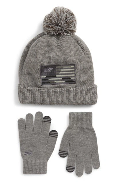 Shop Vineyard Vines Beanie & Touchscreen Gloves Set In Grey Heather