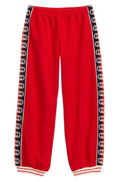 Shop Gucci Interlocking-g Logo Cotton Joggers In Crab Red