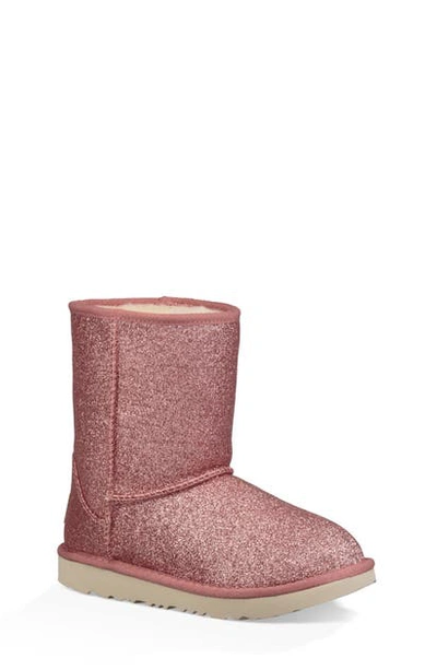 Shop Ugg Toddler Girl's  Classic Short Ii Glitter Boot In Metallic Pink