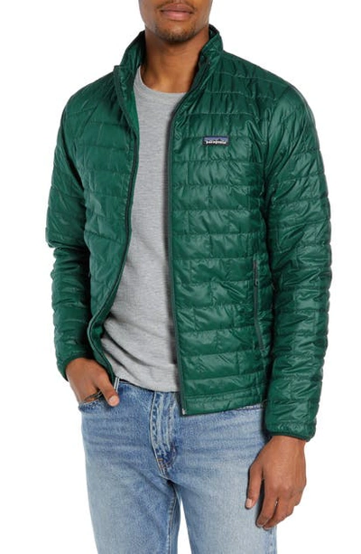 Shop Patagonia Nano Puff Water Resistant Jacket In Micro Green