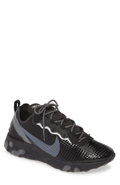 Shop Nike React Element 55 Premium Sneaker In Black/grey