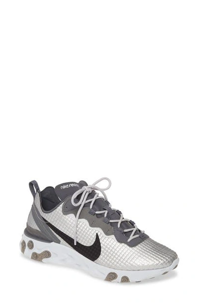 Shop Nike React Element 55 Premium Sneaker In Silver/black