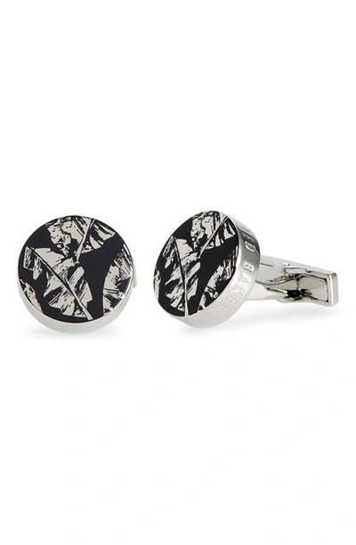 Shop Ted Baker Palm Leaf Cuff Links In Navy